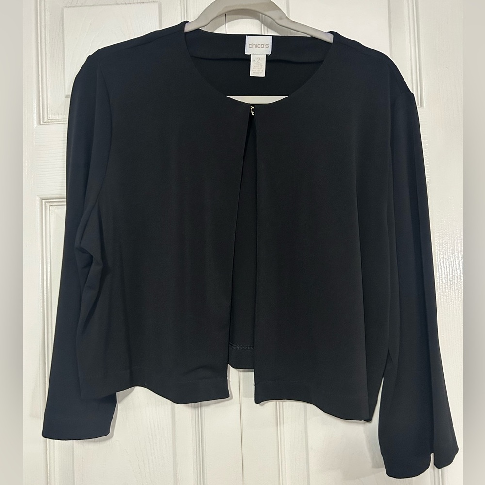 Chico's, Black Cropped Black Shrug/Bolero/Cardigan